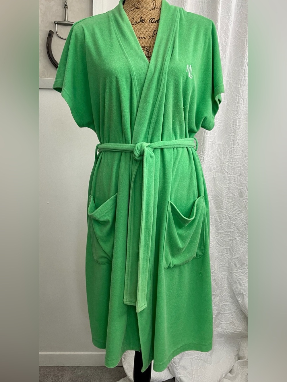 Lauren Ralph Lauren Cotton Blend Stretch Terry Robe  Swim Cover Size XL